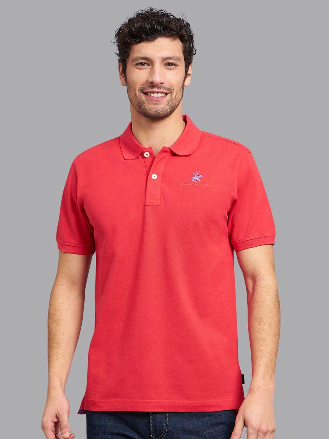 beverly hills polo club men coral polo collar t-shirt