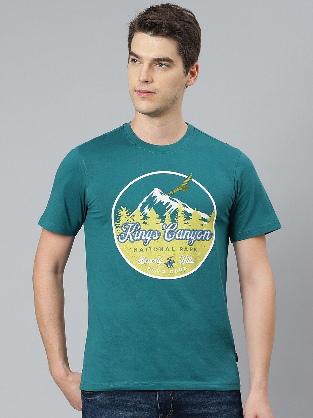 beverly hills polo club men green typography printed t-shirt