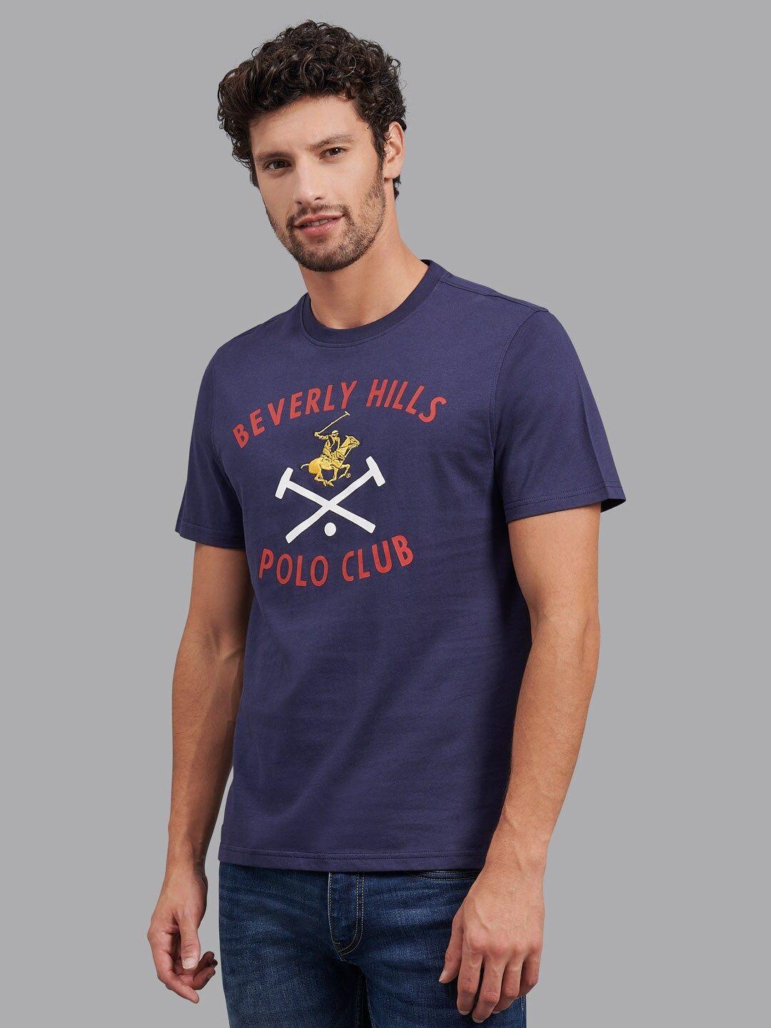beverly hills polo club men navy blue printed t-shirt