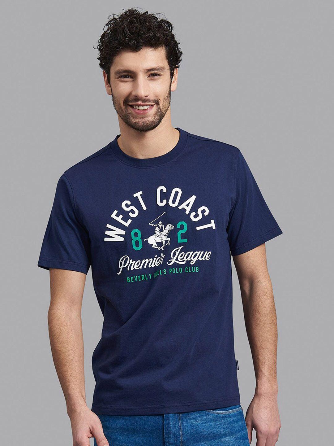 beverly hills polo club men navy blue typography printed t-shirt