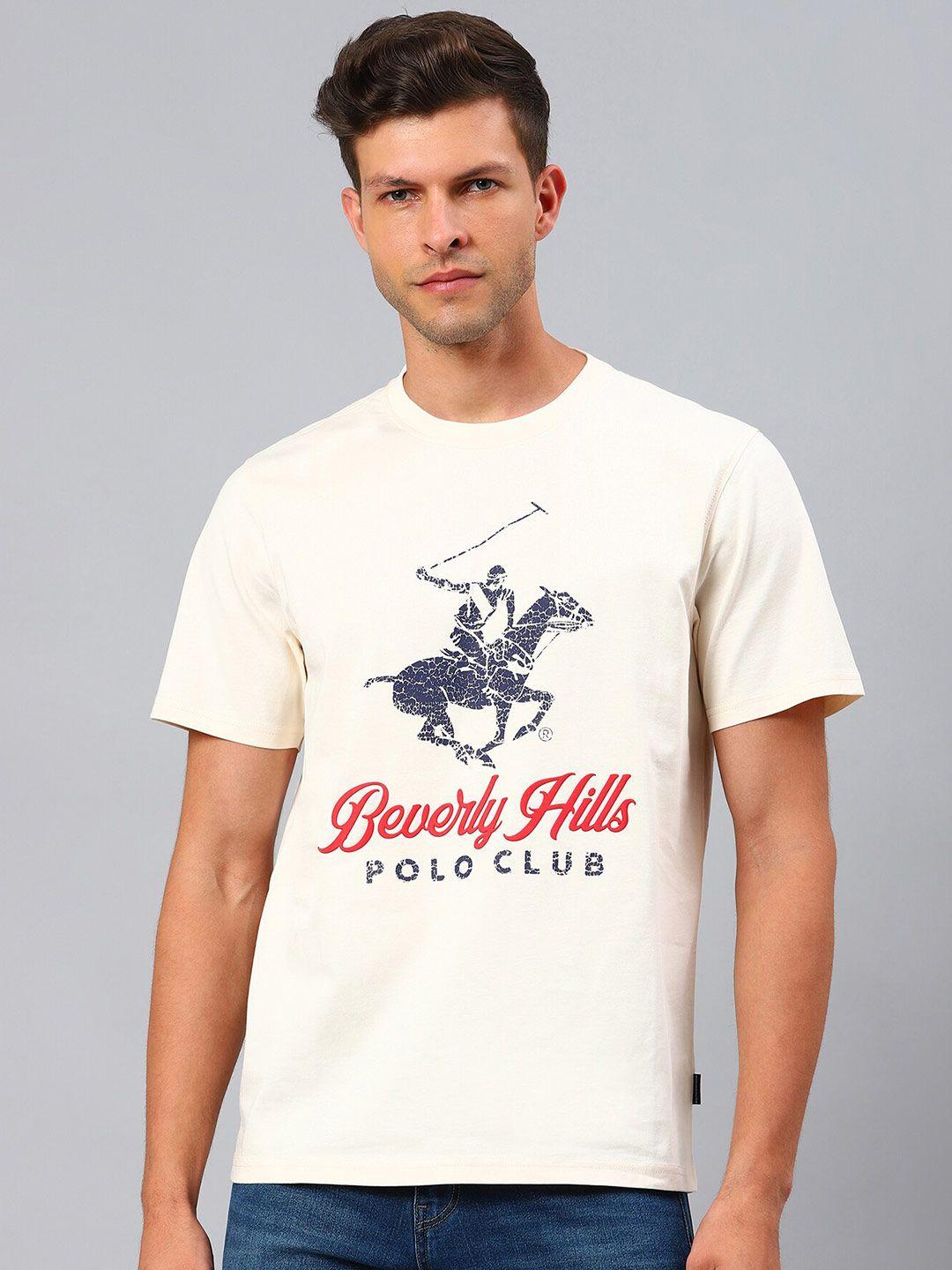 beverly hills polo club men off white printed t-shirt