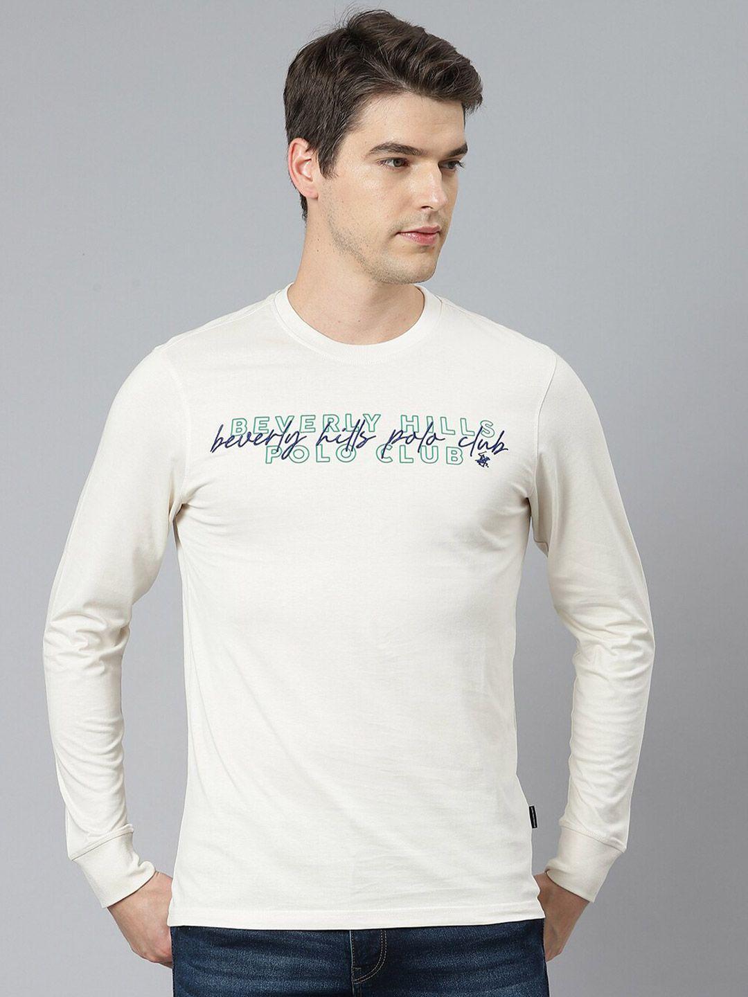 beverly hills polo club men off white typography printed t-shirt