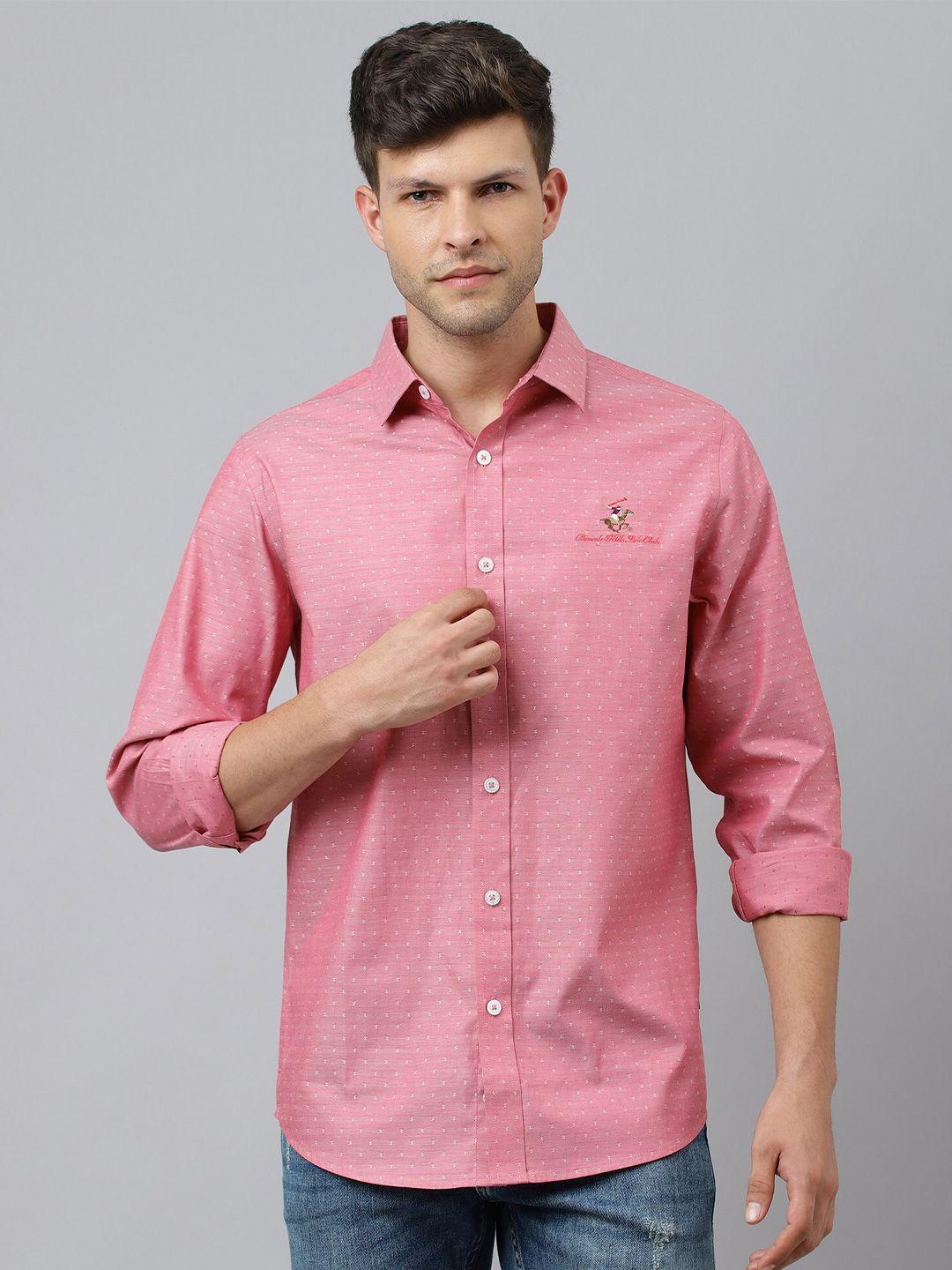 beverly hills polo club men printed cotton casual shirt