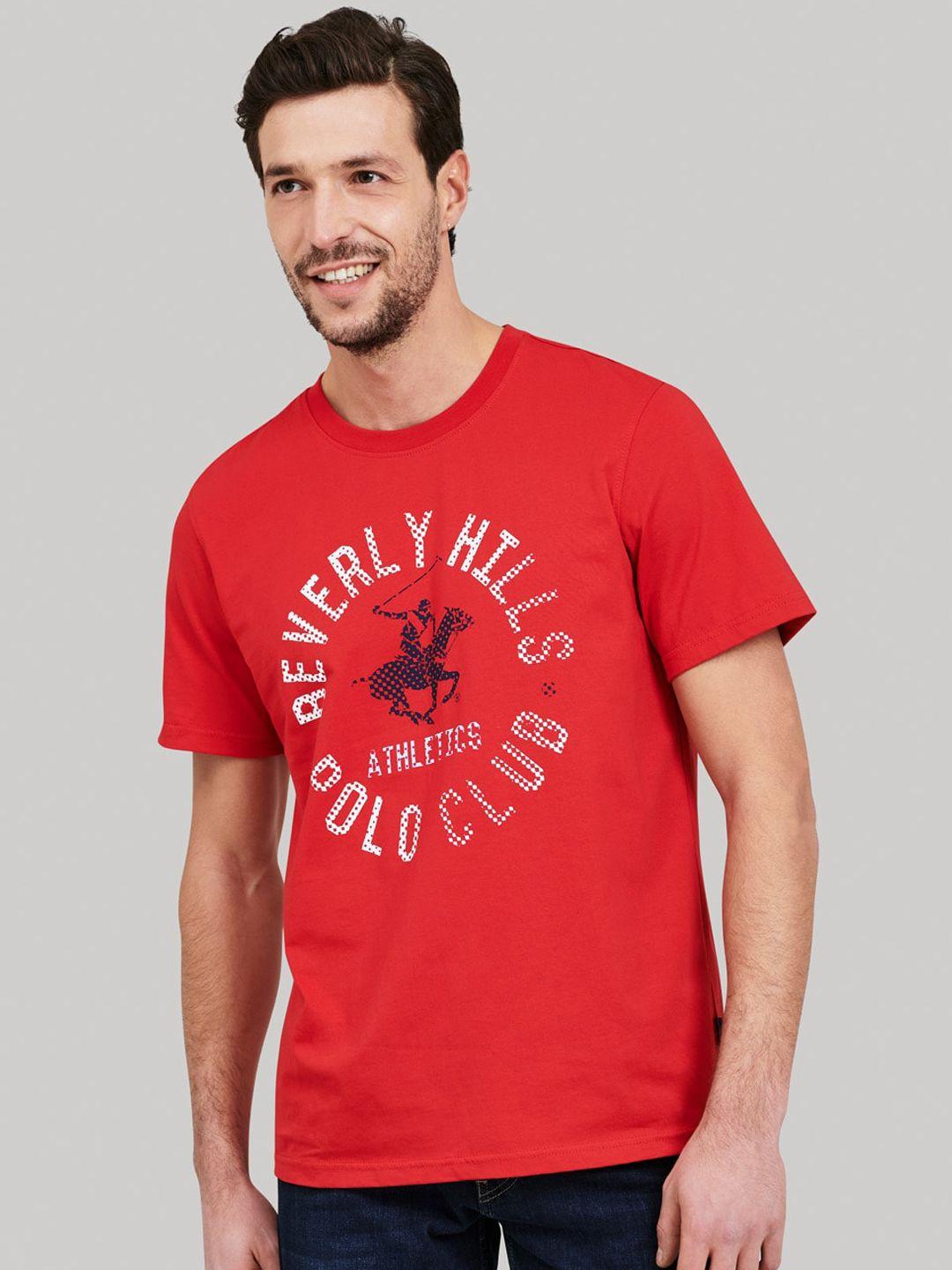 beverly hills polo club men red printed round neck t-shirt