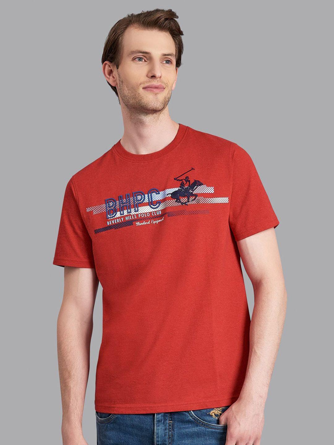 beverly hills polo club men red typography printed t-shirt