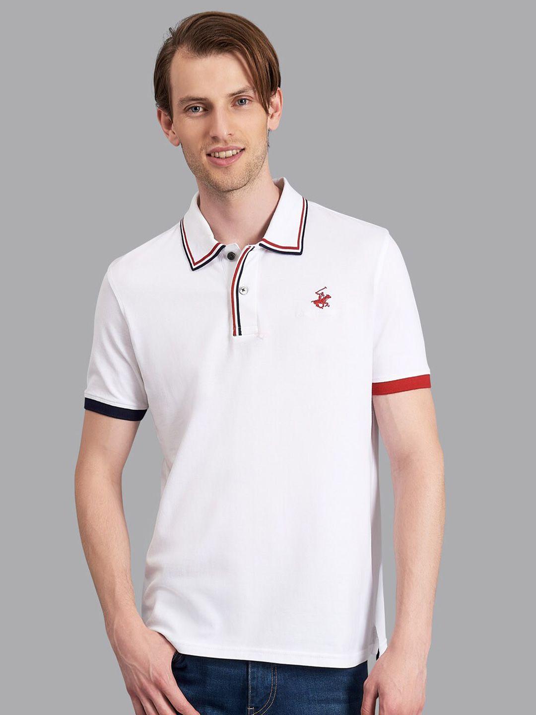 beverly hills polo club men white polo collar t-shirt