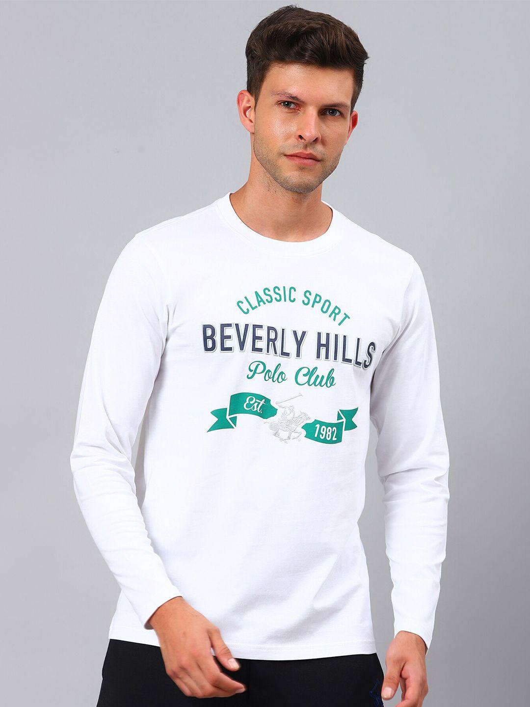 beverly hills polo club men white typography printed t-shirt