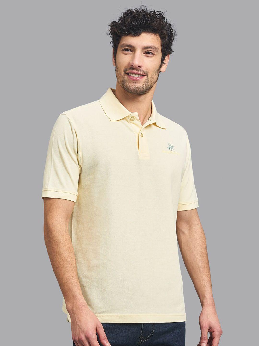 beverly hills polo club men yellow polo collar loose t-shirt