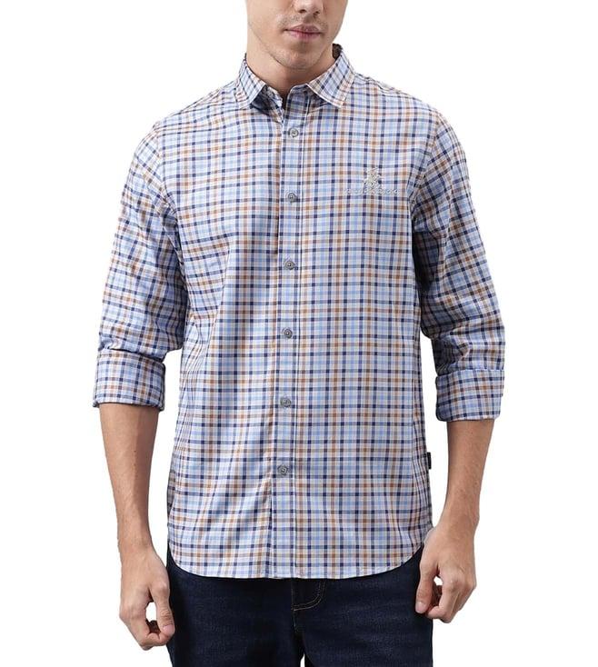 beverly hills polo club multicolor checks oxford tailored fit shirts