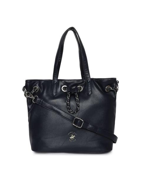 beverly hills polo club navy blue small tote bag