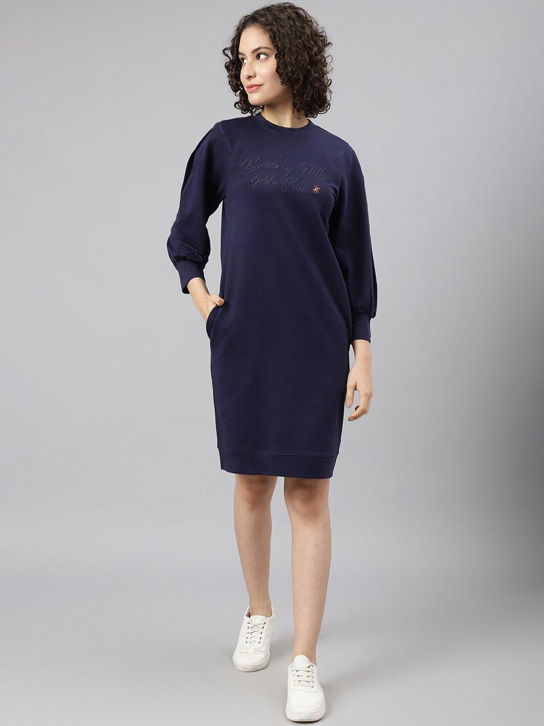 beverly hills polo club navy blue solid sweater dress