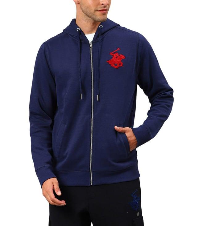 beverly hills polo club navy full sleeves hooded sweatshirt