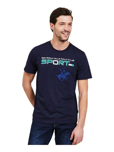 beverly hills polo club navy logo printed t-shirt