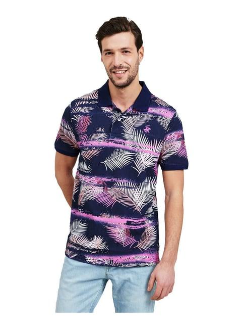 beverly hills polo club navy printed polo t-shirt