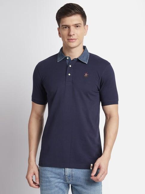 beverly hills polo club navy regular fit pure cotton polo t-shirt