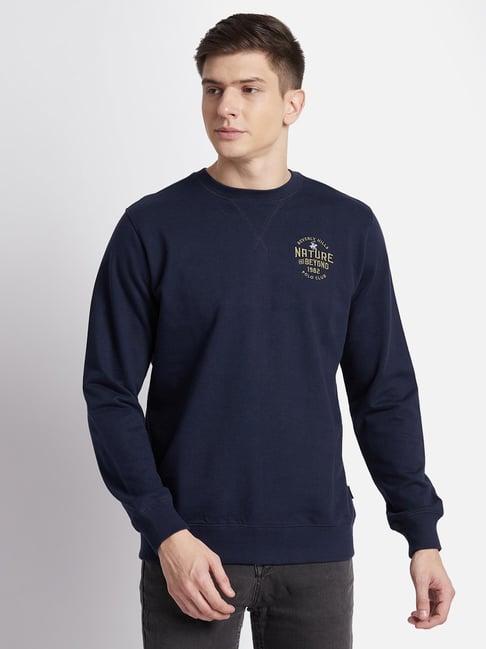 beverly hills polo club navy regular fit pure cotton sweatshirt