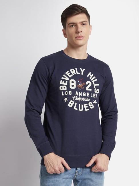 beverly hills polo club navy regular fit pure cotton sweatshirt