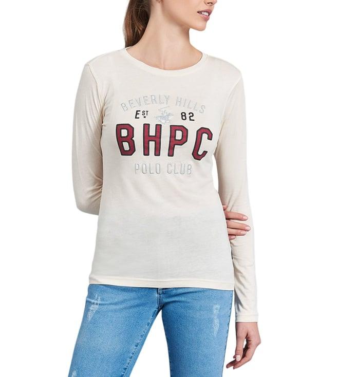 beverly hills polo club off white printed t-shirt