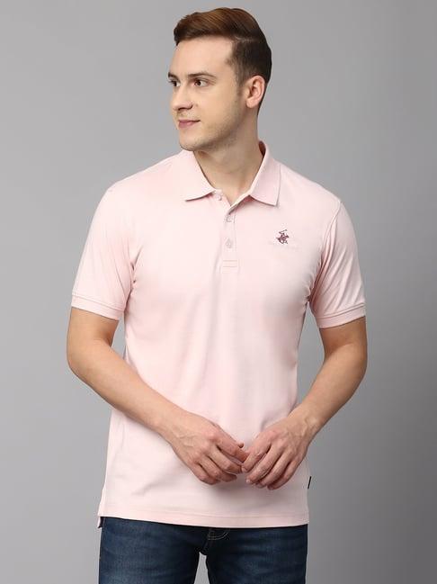 beverly hills polo club pink regular fit cotton polo t-shirt