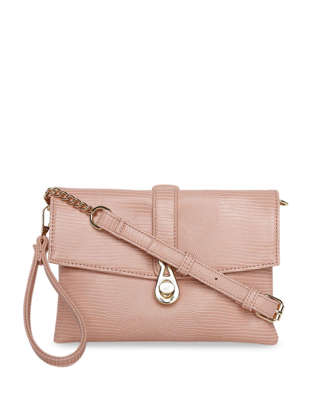 beverly hills polo club pink textured pu structured sling bag
