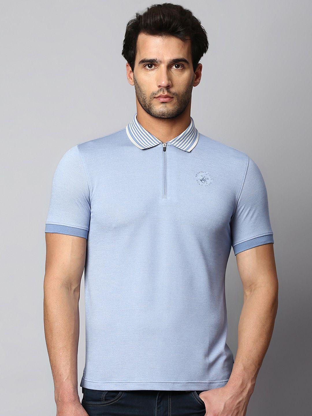 beverly hills polo club polo collar cotton blend t-shirt