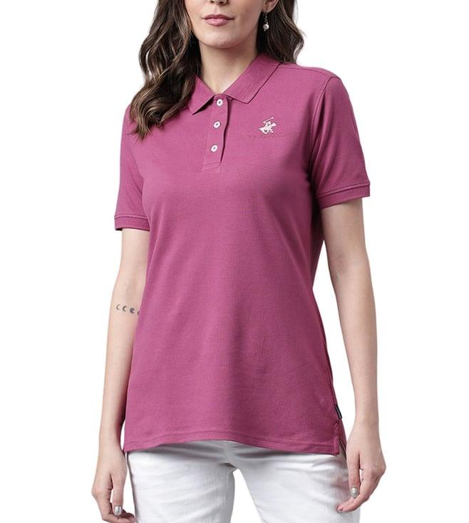 beverly hills polo club purple polo t-shirt