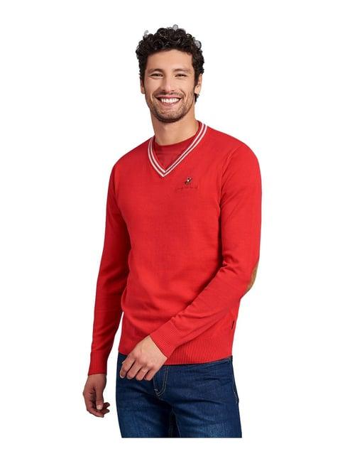 beverly hills polo club red cotton regular fit sweater