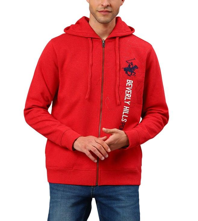 beverly hills polo club red full sleeves hooded sweatshirt