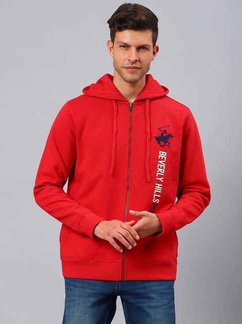 beverly hills polo club red full sleeves hooded sweatshirt