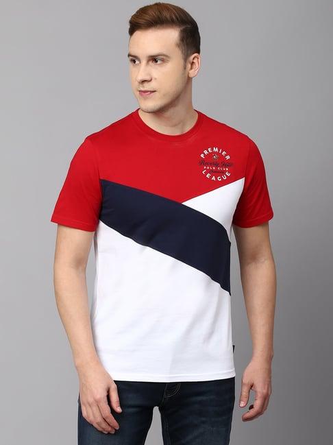 beverly hills polo club red regular fit cotton crew t-shirt