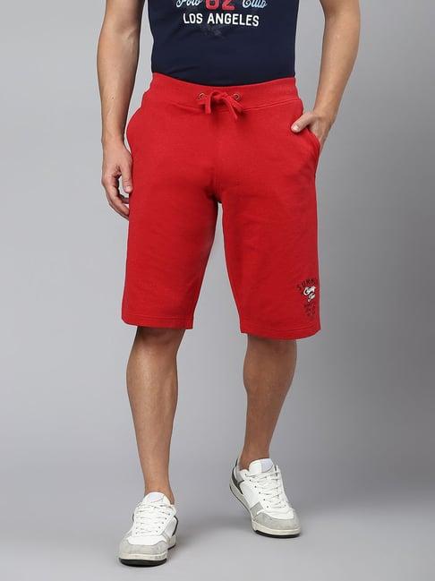 beverly hills polo club red regular fit cotton shorts