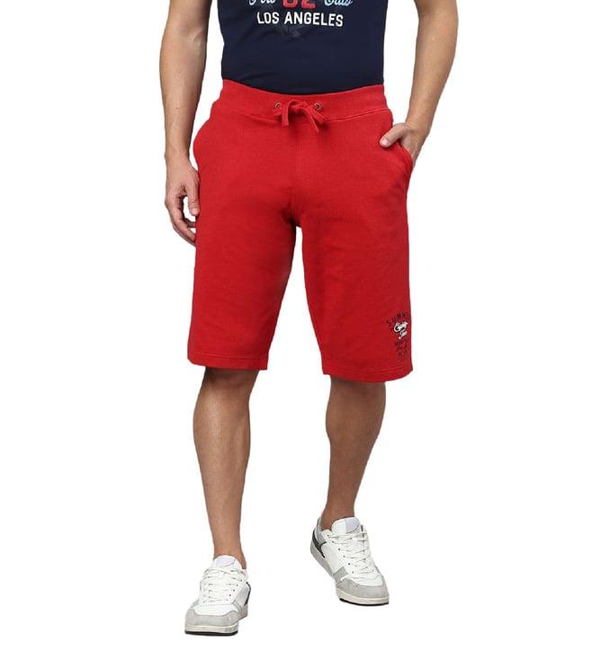 beverly hills polo club red regular fit cotton shorts