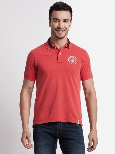 beverly hills polo club red regular fit pure cotton polo t-shirt