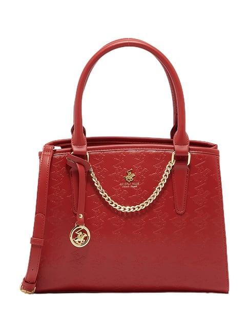 beverly hills polo club red satchel handbag