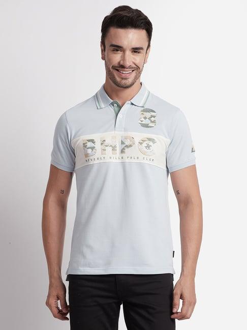 beverly hills polo club sky blue regular fit pure cotton cut & sew polo t-shirt