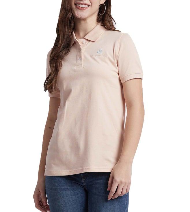 beverly hills polo club villa pink skinny fit polo t-shirt