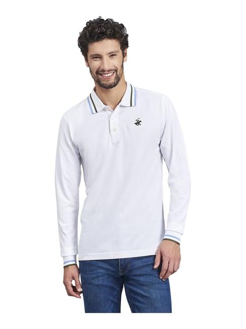 beverly hills polo club white cotton regular fit polo t-shirt