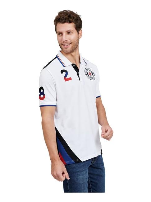 beverly hills polo club white logo printed polo t-shirt