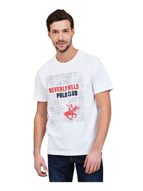 beverly hills polo club white logo printed t-shirt