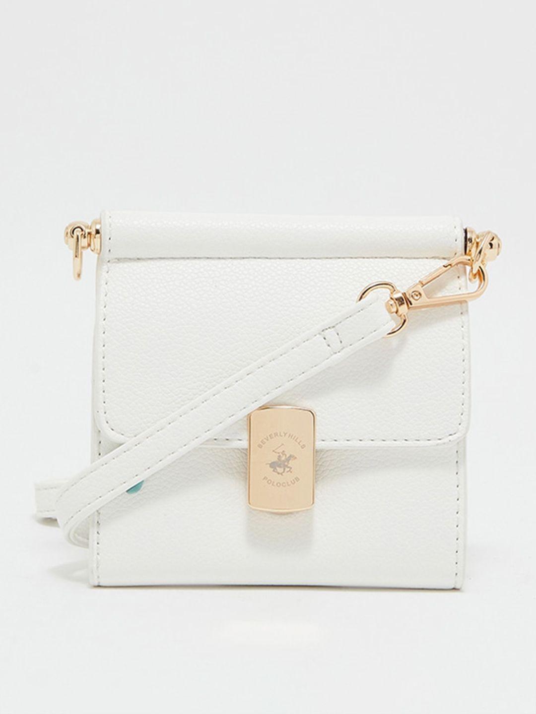 beverly hills polo club white pu structured sling bag