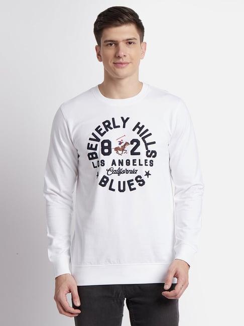 beverly hills polo club white regular fit pure cotton sweatshirt