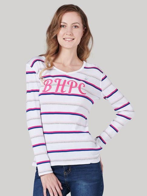 beverly hills polo club white striped tee