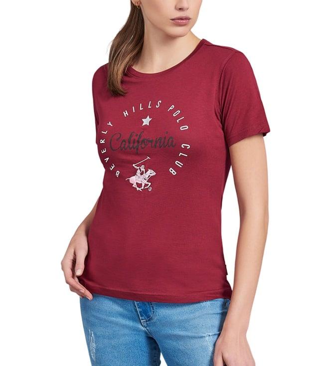 beverly hills polo club wine printed t-shirt