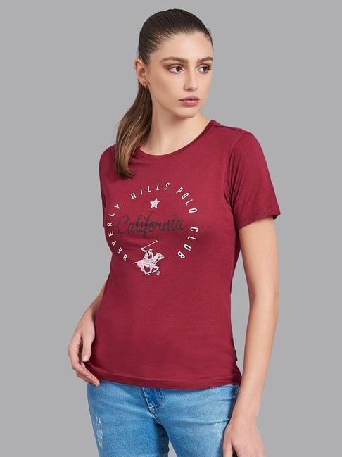 beverly hills polo club wine printed t-shirt