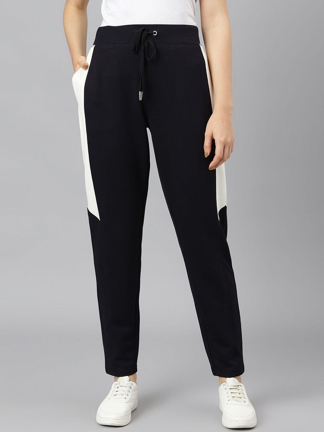 beverly hills polo club women black & white colorblocked track pants