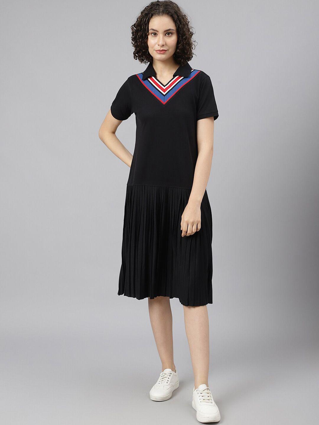 beverly hills polo club women black solid a-line dress