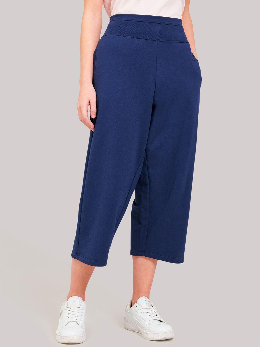 beverly hills polo club women blue regular fit solid culottes