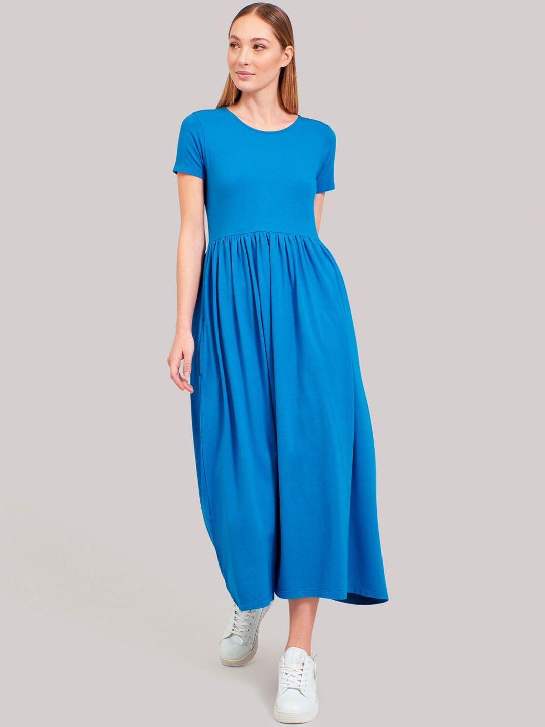 beverly hills polo club women blue solid fit and flare dress