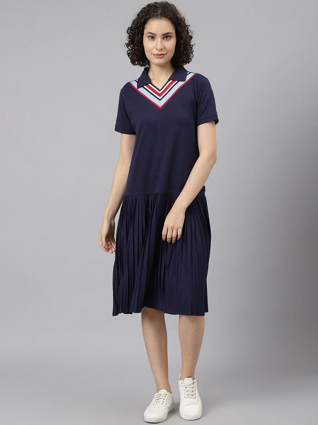 beverly hills polo club women navy blue solid pleated dress