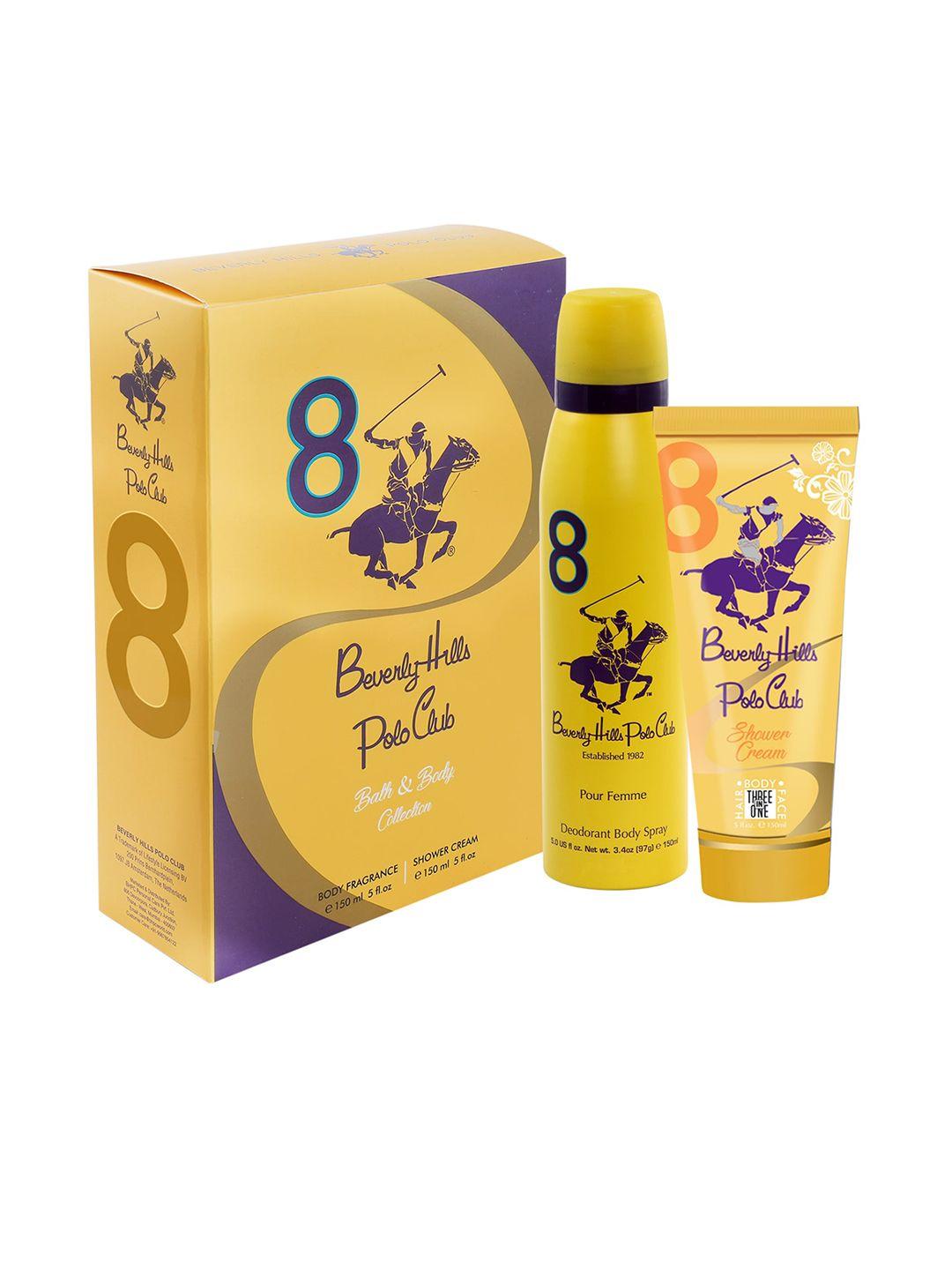 beverly hills polo club women no. 8 gift set - deodorant spray 150ml + shower cream 150ml